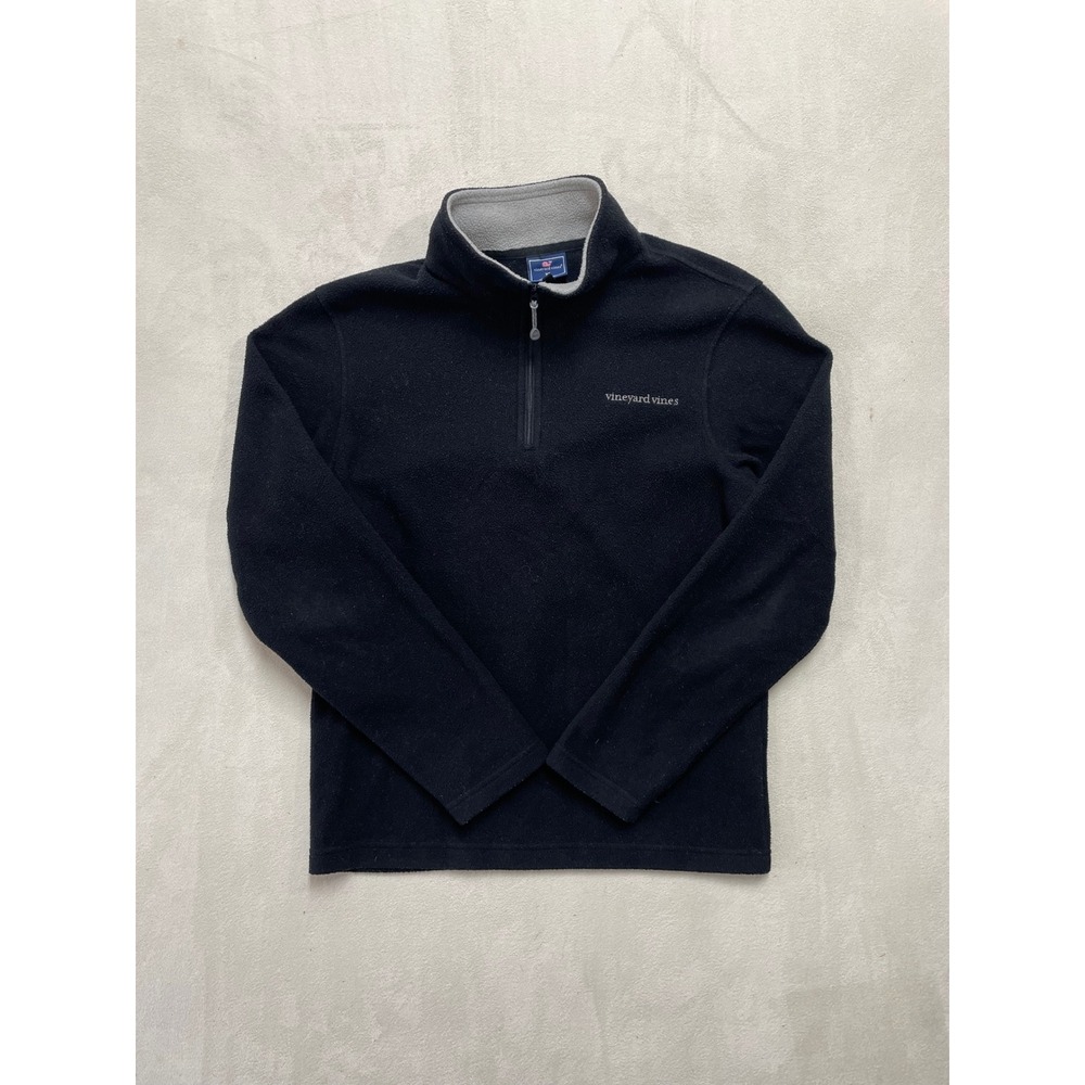 Vineyard Vines Mens XS Black Fleece Quarter Zip Pullover Sweater RN134578